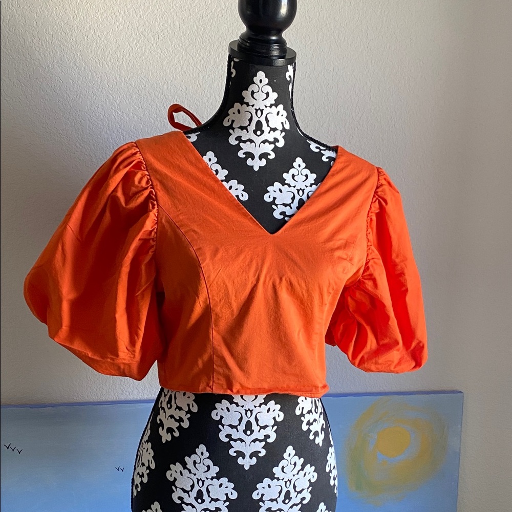 Endless Rose Vibrant Orange V-Neck Blouse